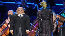 Dan Starkey (Strax) and Neve McIntosh (Vastra).