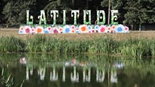 The lakeside Latitude sign reminding festival-goers where they are...