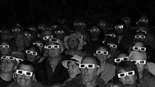 An enthralled crowd take in Kraftwerk's 3D performance