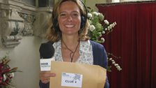 Julie looks pleased to have found the final clue of the day with 40 minutes to spare!