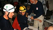 Penny Boston and Chris McKay undergoing medical checks before cave entry. Image © T. Kieft