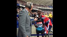 Mo Farah with Jonathan Overend