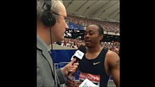 100m hurdler Aries Merritt with Jonathan Overend