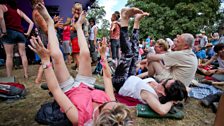 Legs in the air WOMAD Festival