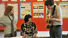 Mentor Cerys Matthews, and students from Goldie's Band, in performance workshops for Goldie's Band: By Royal Appointment