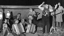 Writer and broadcaster 'Gipsy Petulengro' performing at a gypsy wedding ceremony