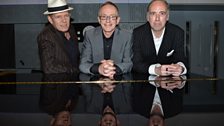 Paul Simonon, Nicky 'Topper' Headon and Mick Jones in the Front Row studio