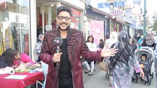 Bobby broadcasting his show live from a busy Ilford Lane