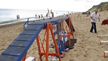 The dog agility course on the beach at Hemsby