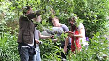 Joe Dempsie (Arthur Seaton) and Natalie Grady (Brenda) going through the forest...