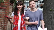 Joe Dempsie and Natalie Grady mid recording.