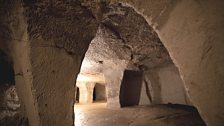 Vaulted roofs and pillars of the Beer Quarry Caves