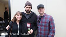 Iona from Great Cynics, Ryan from Off With Their Heads and Mike Davies backstage at Reading Festival