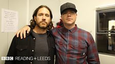 Chuck Ragan and Mike Davies backstage at Reading Festival