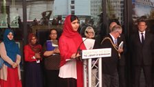 Malala Yousafzai at library opening