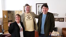 Stephen Fry with Kathy Burke and Graham Linehan