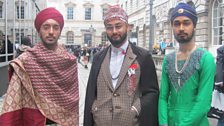 Students Pardeep, Manpreet & Hermeet show off their ‘Maharaja meets English gent’ style