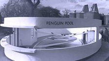 The Lubetkin Penguin Pool at ZSL London Zoo, with The Casson Elephant House in the background