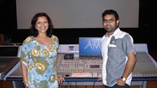 Lopa Kothari with sound engineer Krishman at A M Studios