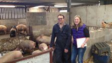 Farmer and damson sausage-maker Sean Partington with Caz Graham.