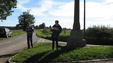 The fifth and final clue of the day was at the restored stone cross in Aylmerton