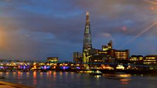 Night falls across the Thames