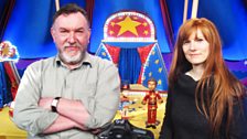 The former puppeteer for Barry Purves, on the set of Toby’s Travelling Circus, with Crikey DM! Producer Kellie Redmond