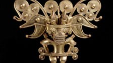 Anthropomorphic bat pectoral, Taiona, gold alloy, AD 900 - 1600