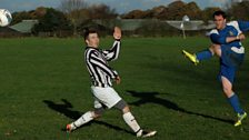 James Curbishley scores in the East Cheshire League Against Old Alts FC.