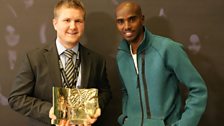 Double Olympic Champion Mo Farah CBE, presents an award