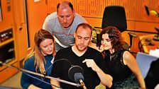 Colleen Prendergast (Woman/Old Lady), Ben Crowe (Taxi driver), Joe Sims (Mark) and Tracy Wiles (Sally) record an emotional bit.