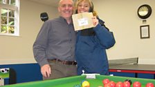 Julie poses with Ian Colman, who held the clue for us at Ringland