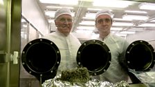 Richard with astronaut Harrison Schmitt, the only geologist to ever walk on the moon, and one of the moon rocks he collected