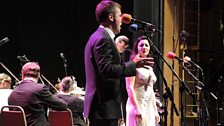 Leila Benn Harris and Geronimo Rauch, on stage with their haunting performance of Phantom of the Opera.