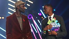 Wretch 32 with Teen Hero Jeremiah at Radio 1's Teen Awards 2013