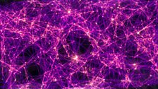 A web of Dark Matter holds a small part of the universe together. Each point of light is a galaxy