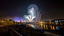 Fireworks above Stockton's Riverside