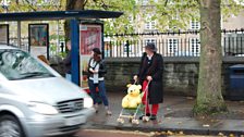 George crossing the road