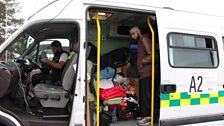 Maqsood and Majid in a packed ambulance