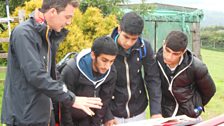 Joe Crowley with Haseeb, Faizaan and Danyaal