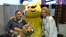 The winner of the Signature Bake section - Saffron, with Pudsey and Christine