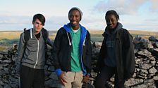 Isaac, Ruby and Eddie on the hills near Marsett