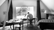 1958 - Benjamin Britten at work in new studio at The Red House