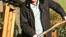 Mollie's gardener Phil McCann getting to grips with his compost heap