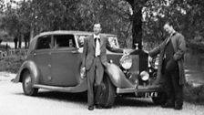 Benjamin Britten and Peter Pears with a Rolls Royce, late 1940s