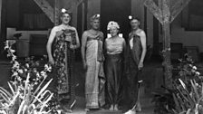 Benjamin Britten and Peter Pears with the Prince and Princess of Hesse and the Rhine in Bali, Indonesia, January 1956.