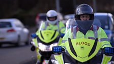 Matt Allwright with ScotSERV milk bikers, Glasgow