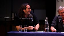 Comedian Ross Noble and paleobiologist Dave Martill