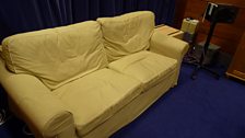 Sofa - also folds out to be a bed. Ooh, that's seen some action over the years...