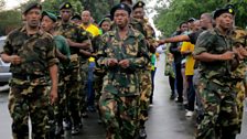 Umkhonto we Sizwe (Spear of the Nation: armed wing of the ANC) veterans march in Soweto in memory of their founder